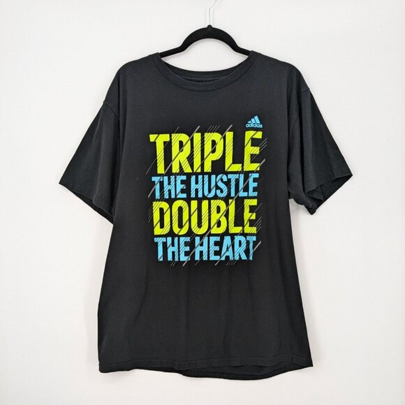 Adidas T-Shirt Men Size XL "Triple The Hustle Double The Heart" Crewneck Workout - Picture 1 of 6